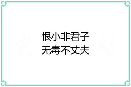 恨小非君子无毒不丈夫 恨小非君子无毒不丈夫